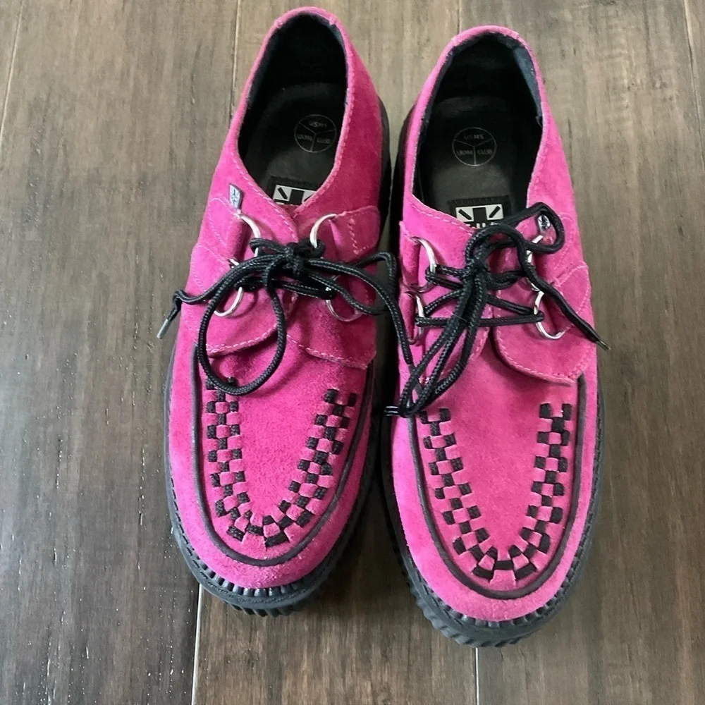 T.U.K. Creepers Woman’s Raspberry Size 5 Punk Rock And Roll Platform Shoes
